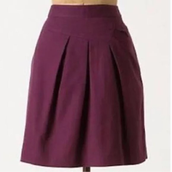 anthropologie plum midi skirt with pockets & back zip 8 - Picture 1 of 6